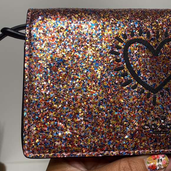 Coach x Keith Haring Hayden Foldover Glitter Crossbody Clutch Walle… - Picture 5 of 17